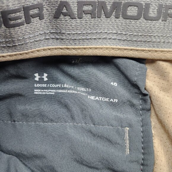 Mens Under Armour size 40 Vented Beige Loose Heat Gear Flat Front Golf Shorts - Picture 4 of 9